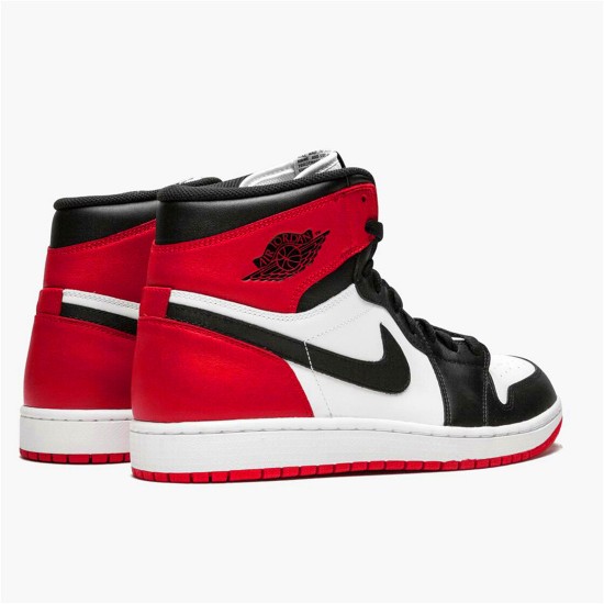 Jordan 1 Mid Black Toe (2013) Vit/Svart-Gym Röd  Jordan Skor