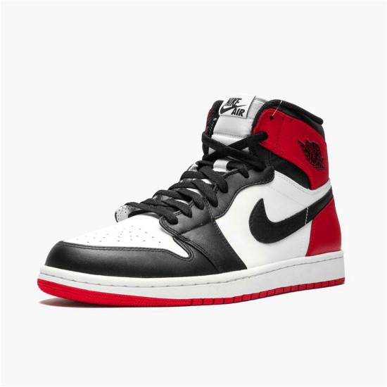 Jordan 1 Mid Black Toe (2013) Vit/Svart-Gym Röd  Jordan Skor