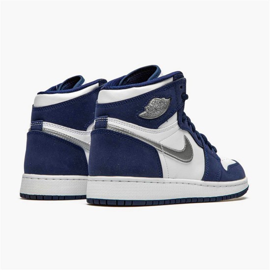 Jordan 1 High COJP Midnight Navy (2020) Vit/Metallic Silver-Midnight Navy Jordan Skor