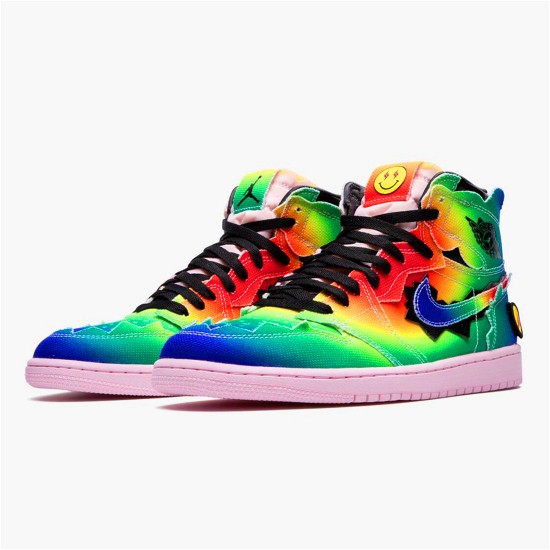 Jordan 1 High J Balvin Multi-Color/Svart-Rosa Foam-Multi-Color Jordan Skor