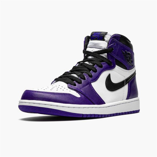 Jordan 1 High Court Purple White Court Lila/Vit-Svart Jordan Skor