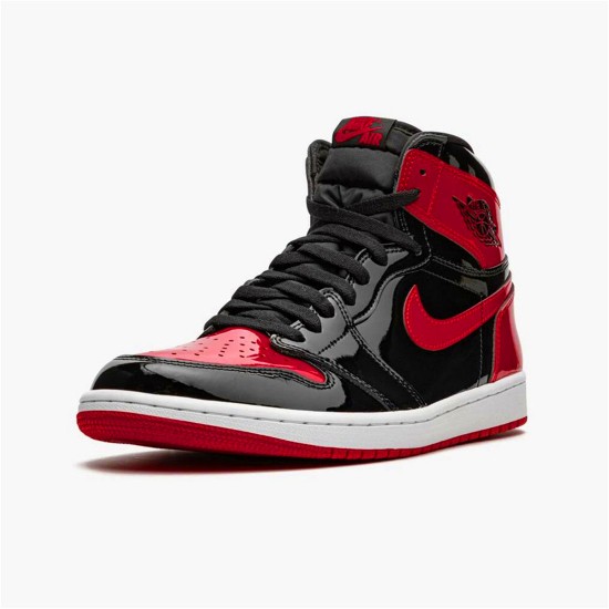 Jordan 1 High OG Patent Bred Svart/Vit-Varsity Röd Jordan Skor