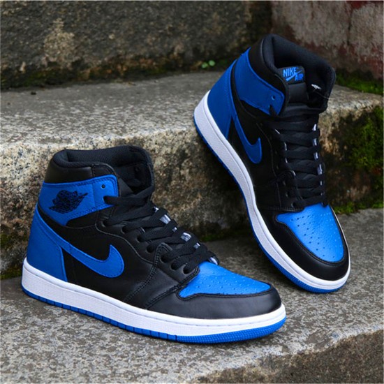 Jordan 1 Mid Royal (2017) Svart/Varsity Royal-Vit Jordan Skor