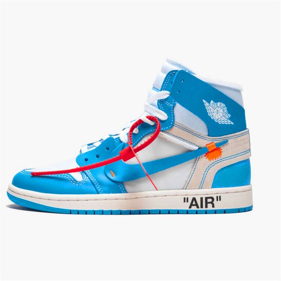 Jordan 1 High Off-White University Blue Vit/Dark Powder Blå-Cone Jordan Skor