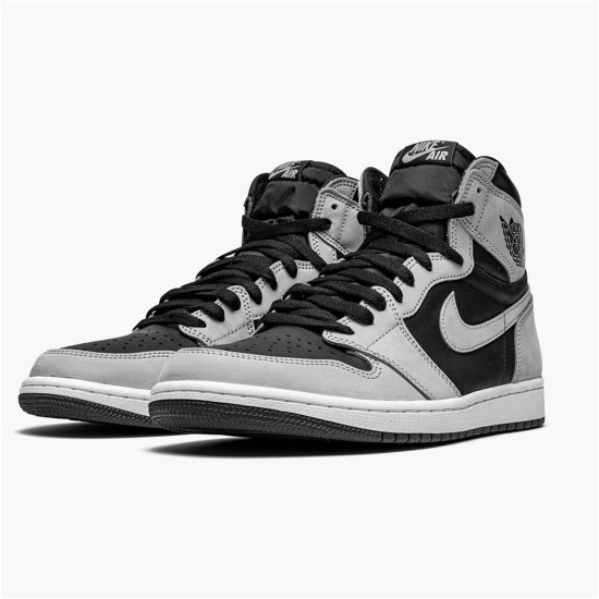 Jordan 1 High Shadow 2.0 Svart/Vit-Light Smoke Grå Jordan Skor