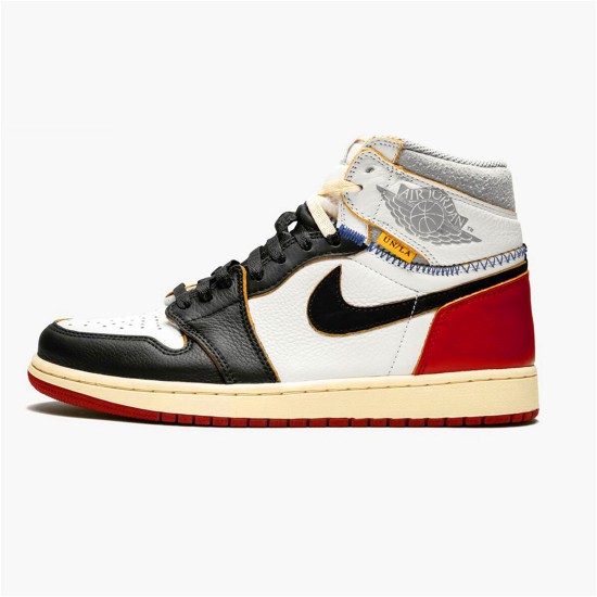 Jordan 1 High Union Los Angeles Black Toe Vit/Svart-Varsity Röd-Wolf Grå Jordan Skor