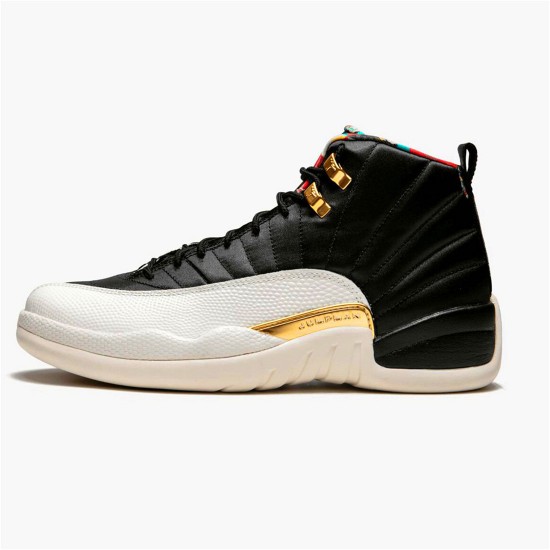 Jordan 12 Retro Chinese New Year (2019) Svart/True Röd-Sail-Metallic Guld Jordan Skor