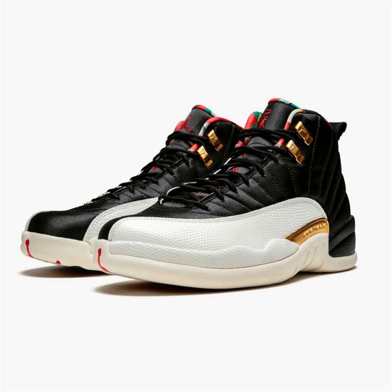 Jordan 12 Retro Chinese New Year (2019) Svart/True Röd-Sail-Metallic Guld Jordan Skor