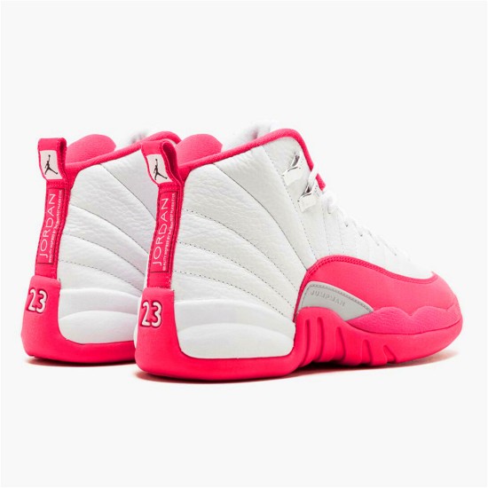 Jordan 12 Retro Dynamic Pink Vit/vivid Rosa-mtllc silver Jordan Skor