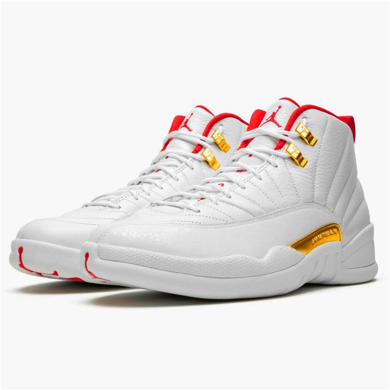 Jordan 12 Retro FIBA (2019) Vit/University Röd-Metallic Guld Jordan Skor