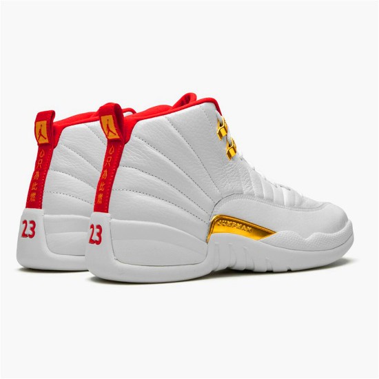 Jordan 12 Retro FIBA (2019) Vit/University Röd-Metallic Guld Jordan Skor