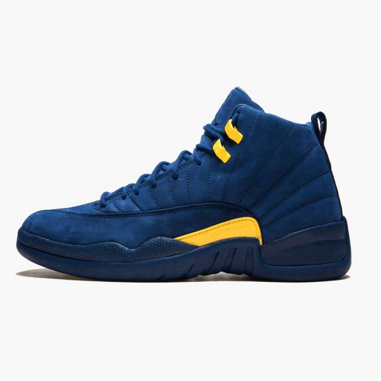 Jordan 12 Retro Michigan College Navy/Amarillo Jordan Skor