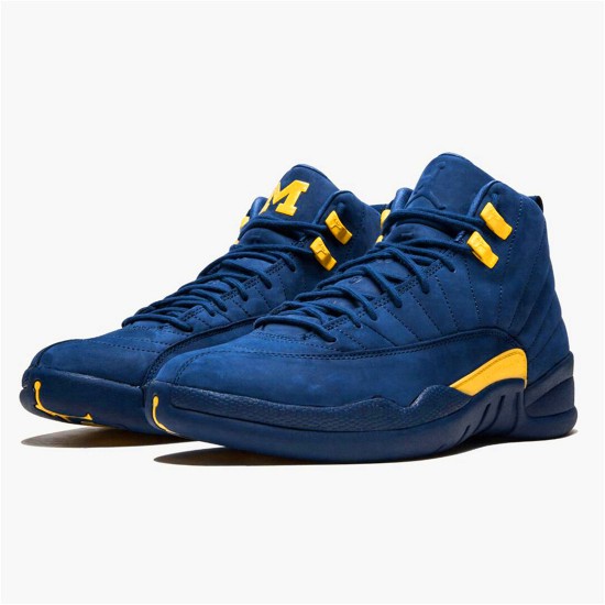 Jordan 12 Retro Michigan College Navy/Amarillo Jordan Skor