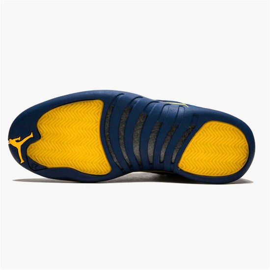 Jordan 12 Retro Michigan College Navy/Amarillo Jordan Skor