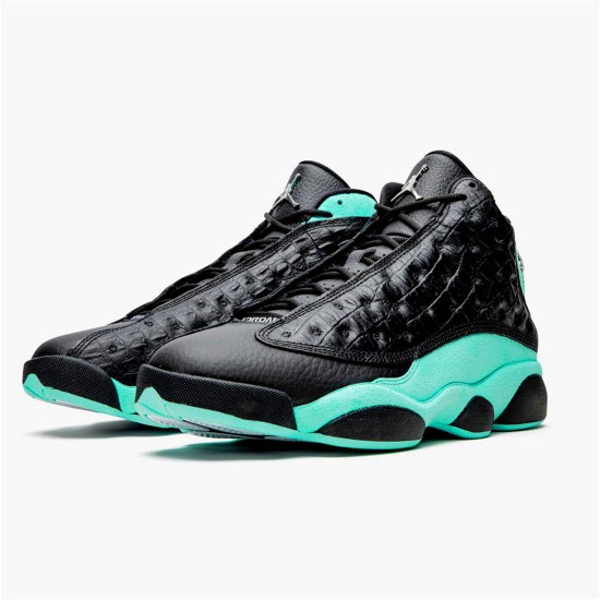 Jordan 13 Retro Black Island Green Svart/Metallic Silver-Island Grön Jordan Skor