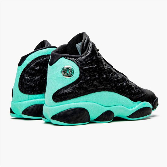 Jordan 13 Retro Black Island Green Svart/Metallic Silver-Island Grön Jordan Skor