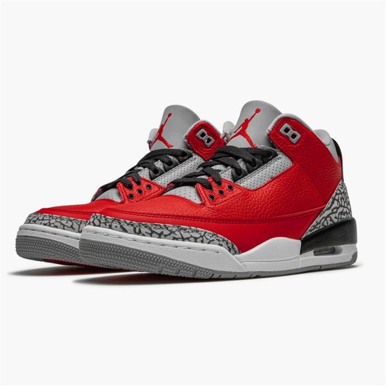 Jordan 3 Retro Fire Red Cement (Nike Chi) Varsity Röd/Varsity Röd-Cement Grå Jordan Skor