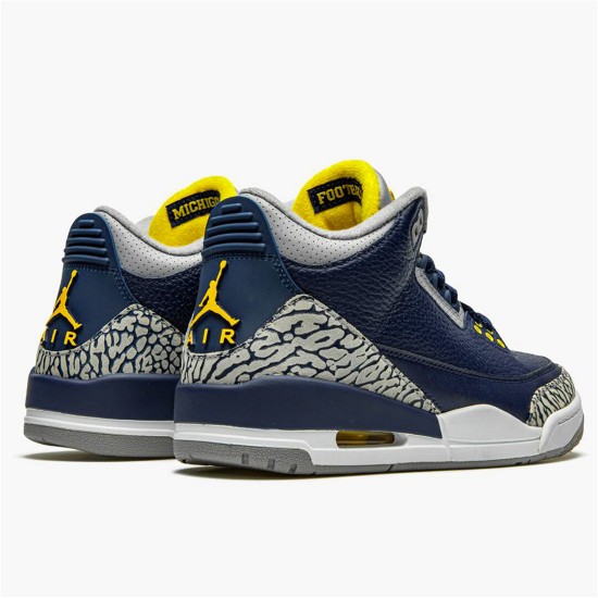 Jordan 3 Retro Michigan PE Svart/University Guld-Cement Grå Jordan Skor