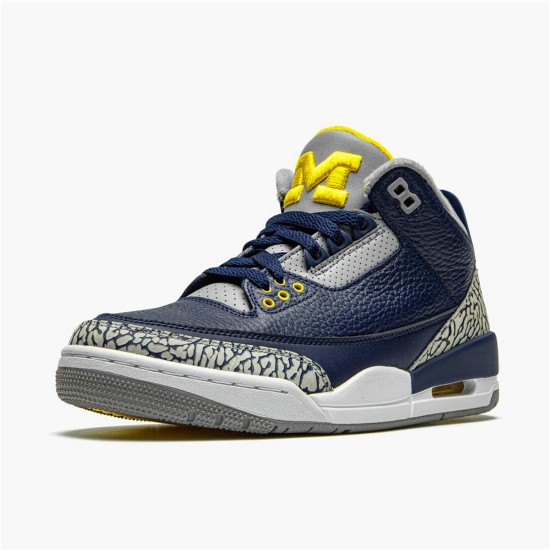 Jordan 3 Retro Michigan PE Svart/University Guld-Cement Grå Jordan Skor