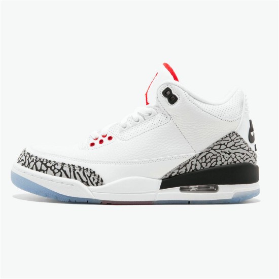 Jordan 3 Retro Free Throw Line White Cement Vit/Vit-Fire Röd-Svart Jordan Skor