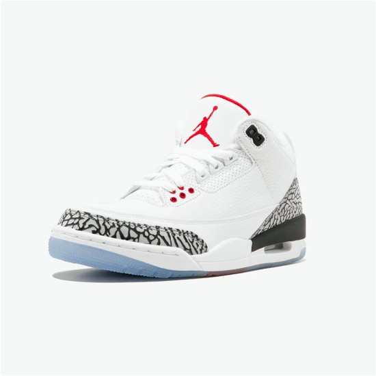 Jordan 3 Retro Free Throw Line White Cement Vit/Vit-Fire Röd-Svart Jordan Skor