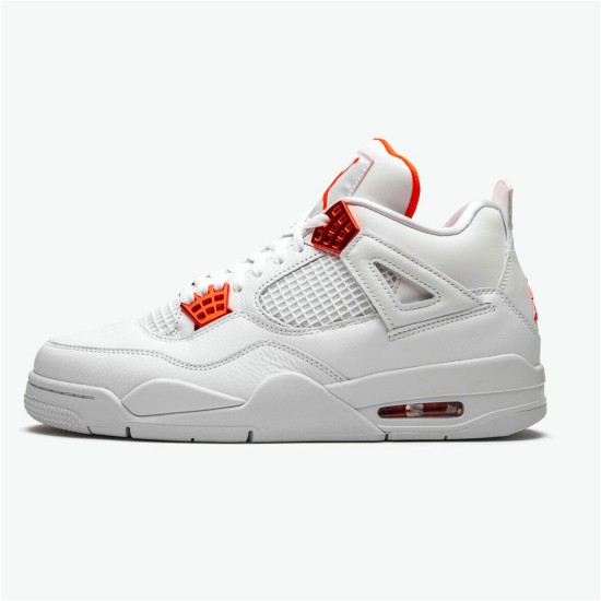 Jordan 4 Retro Metallic Orange Vit/Metallic Silver-Team Orange Jordan Skor