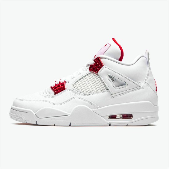 Jordan 4 Retro Metallic Red Vit/Metallic Silver-University Röd Jordan Skor