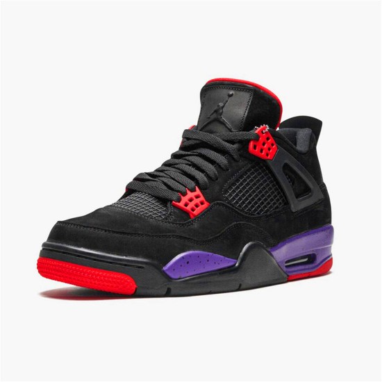 Jordan 4 Retro Raptors (2018) Svart/Court Lila-University Röd Jordan Skor