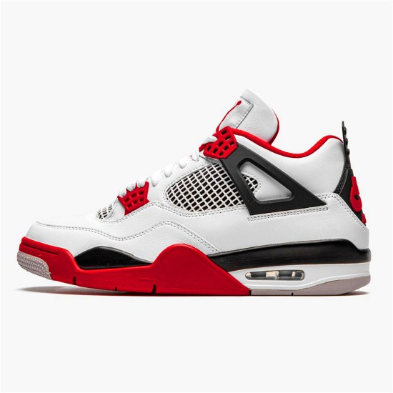 Jordan 4 Retro Fire Red (2020) Vit/Svart-Tech Grå-Fire Röd Jordan Skor