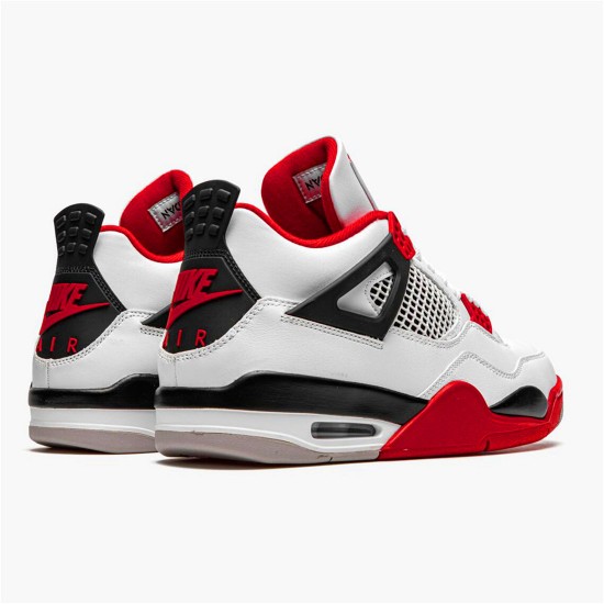 Jordan 4 Retro Fire Red (2020) Vit/Svart-Tech Grå-Fire Röd Jordan Skor