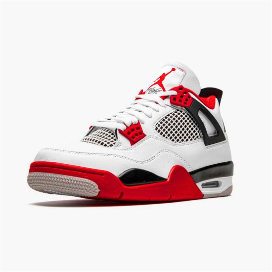 Jordan 4 Retro Fire Red (2020) Vit/Svart-Tech Grå-Fire Röd Jordan Skor