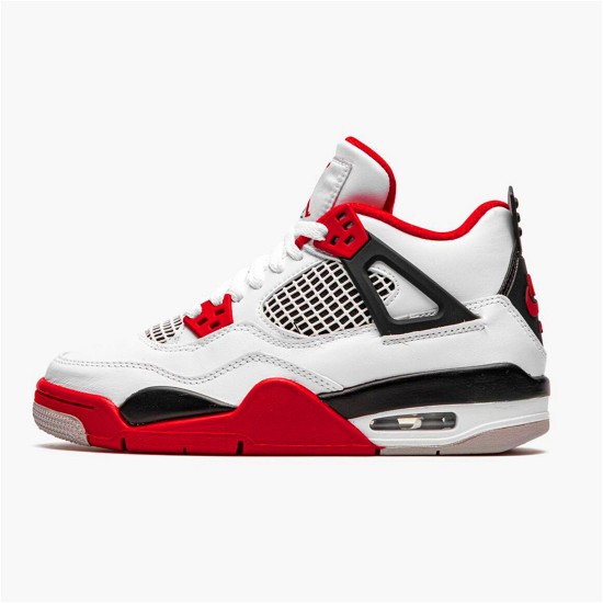 Jordan 4 Retro Fire Red 2020 Vit/Svart-Tech Grå-Fire Röd Jordan Skor