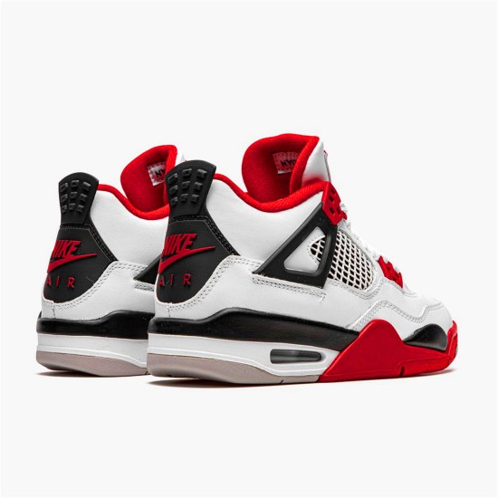 Jordan 4 Retro Fire Red 2020 Vit/Svart-Tech Grå-Fire Röd Jordan Skor