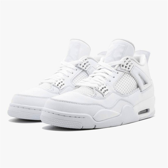 Jordan 4 Retro Pure Money (2017) Vit/Metallic Silver-Pure Platina Jordan Skor