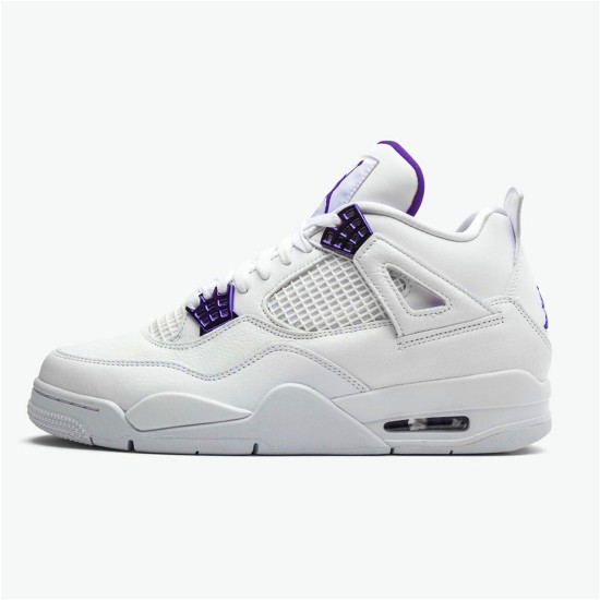 Jordan 4 Retro Metallic Purple Vit/Metallic Silver-Court Lila Jordan Skor