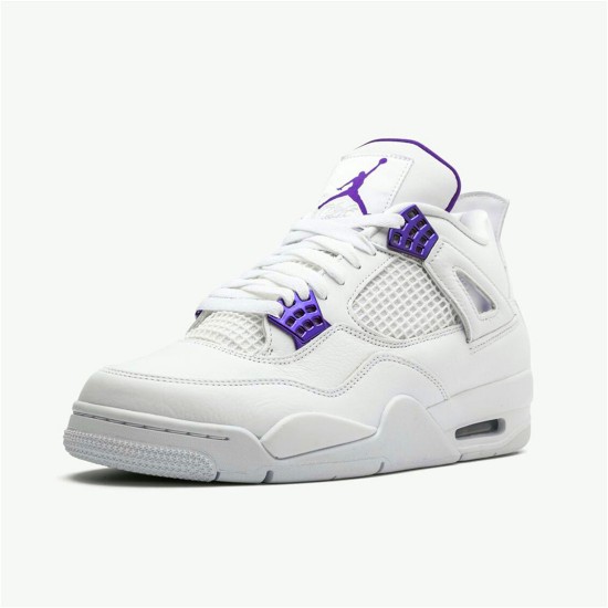 Jordan 4 Retro Metallic Purple Vit/Metallic Silver-Court Lila Jordan Skor