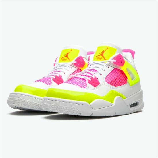 Jordan 4 Retro White Lemon Pink Vit/Lemon Venom-Rosa Blast Jordan Skor