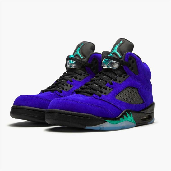 Jordan 5 Retro Alternate Grape Grape Ice/New Emerald-Svart Jordan Skor