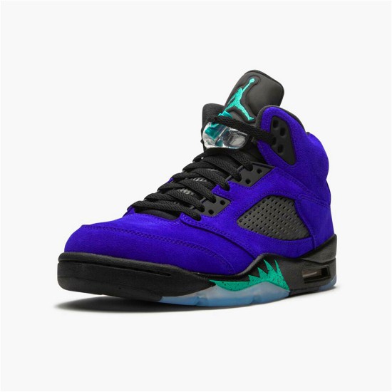 Jordan 5 Retro Alternate Grape Grape Ice/New Emerald-Svart Jordan Skor