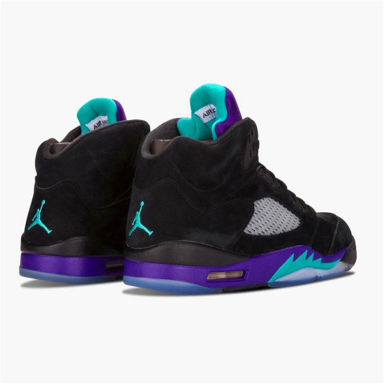 Jordan 5 Retro Black Grape (2013) Svart/New Emerald-Grape Ice Jordan Skor