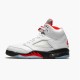 Jordan 5 Retro Fire Red Silver Tongue (2020) Vit/Svart-Metallic Silver-Fire Röd Jordan Skor