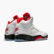 Jordan 5 Retro Fire Red Silver Tongue (2020) Vit/Svart-Metallic Silver-Fire Röd Jordan Skor