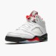 Jordan 5 Retro Fire Red Silver Tongue (2020) Vit/Svart-Metallic Silver-Fire Röd Jordan Skor