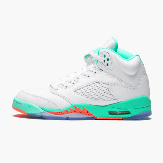 Jordan 5 Retro Light Aqua Vit/Crimson Pulse-Light Aqua-Svart Jordan Skor