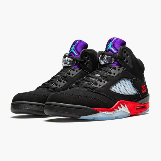 Jordan 5 Retro Top 3 Svart/Fire Röd-Grape Ice-New Emerald Jordan Skor