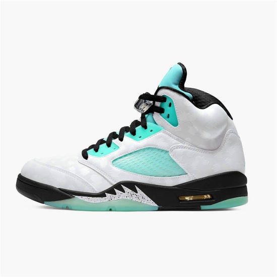 Jordan 5 Retro Island Green Vit/Svart-Vit-Island Grön Jordan Skor