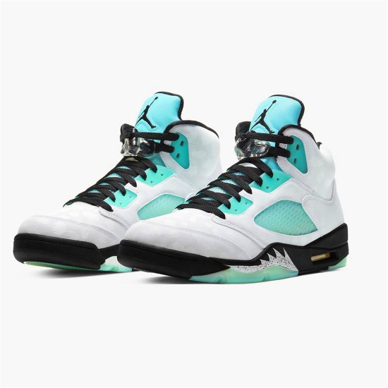 Jordan 5 Retro Island Green Vit/Svart-Vit-Island Grön Jordan Skor